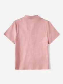 SHEIN Boys Notched Neck Shirt - Baby Pink - View 2