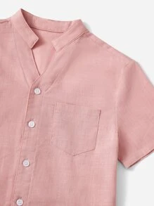 SHEIN Boys Notched Neck Shirt - Baby Pink - View 3