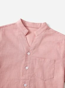SHEIN Boys Notched Neck Shirt - Baby Pink - View 4