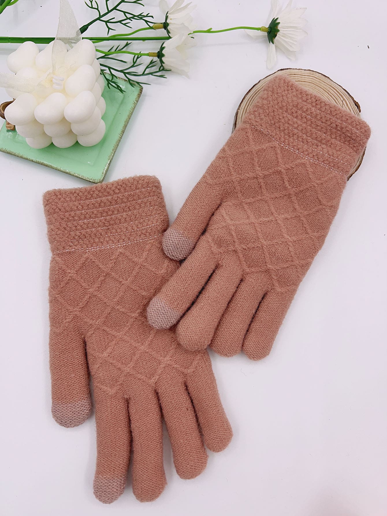 Plush Lined Gloves - Pink - View 1