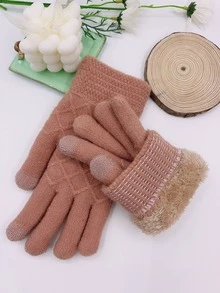 Plush Lined Gloves - Pink - View 2