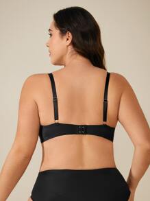 Plus Floral Lace Underwire Bra - Black - View 2