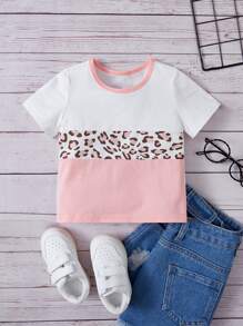 SHEIN Tops em bé Khối Màu In hoa Báo - Nhiều màu - Xem 1