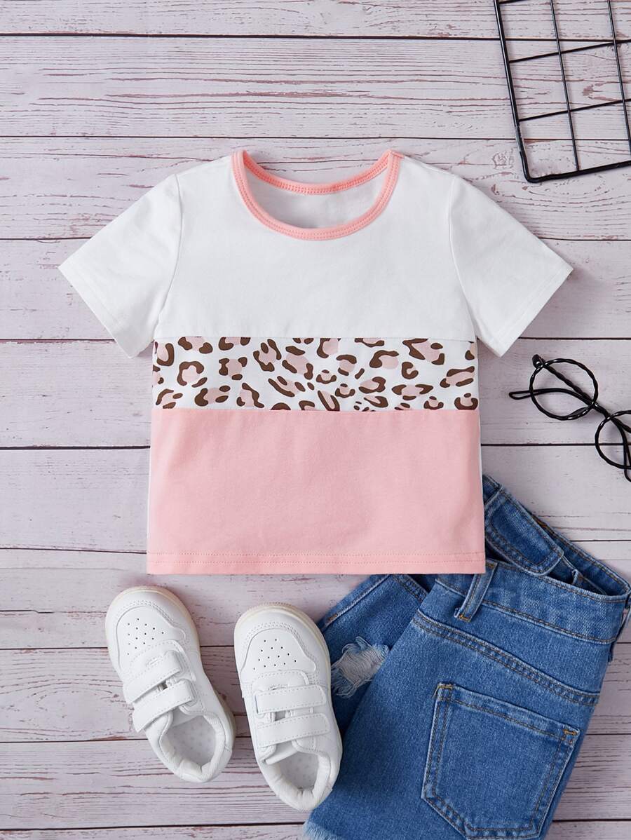 SHEIN Tops em bé Khối Màu In hoa Báo - Nhiều màu - Xem 1