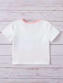 SHEIN Tops em bé Khối Màu In hoa Báo - Nhiều màu - Xem 2