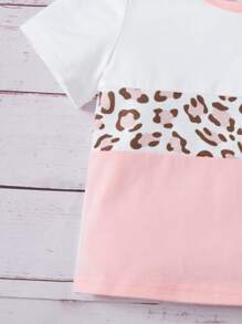 SHEIN Tops em bé Khối Màu In hoa Báo - Nhiều màu - Xem 3