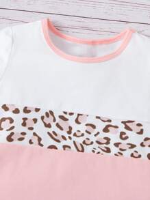 SHEIN Tops em bé Khối Màu In hoa Báo - Nhiều màu - Xem 4