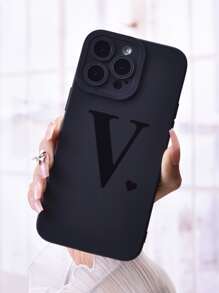 1 pieza Funda para móvil con estampado de corazón y letra - Multicolor - Ver 3