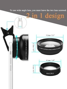 Ống kính kẹp macro góc rộng 2 trong 1 cho điện thoại có túi đựng - màu đen - Xem 3