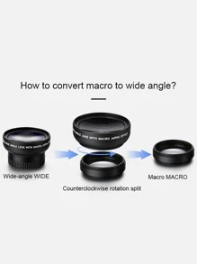 Ống kính kẹp macro góc rộng 2 trong 1 cho điện thoại có túi đựng - màu đen - Xem 8