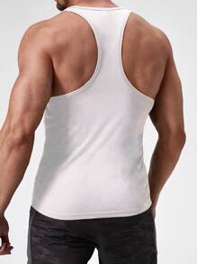 Fitness Men Letter Graphic Sports Tank Top - White - View 2