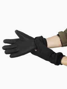 Winter Gloves Waterproof Windproof Men Women - Warm Gloves Cold Weather, Touch Screen Fingers, Driving Biking Running - Black - View 2