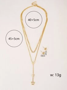 3 piezas Set joya con diseño de mariposa - Amarillo Oro - Ver 3