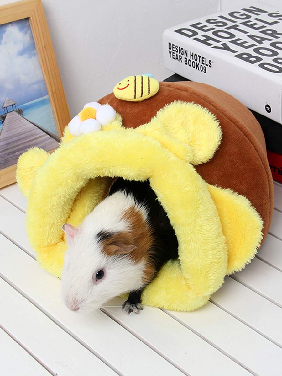 JIZAIZAI 1入組短毛絨蜜罐形寵物屋,保暖,適合室內寵物屋