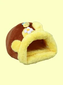 JIZAIZAI 1入組短毛絨蜜罐形寵物屋,保暖,適合室內寵物屋