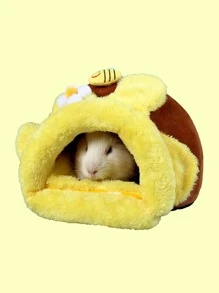 JIZAIZAI 1入組短毛絨蜜罐形寵物屋,保暖,適合室內寵物屋