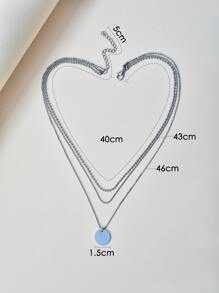 Collar a capas con diseño de disco - Plateado - Ver 3