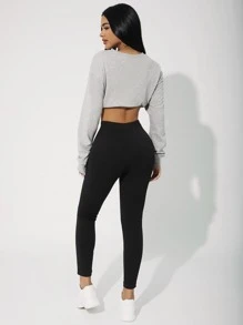 SHEIN PETITE Women's Casual Solid Color Slim Fit Long Pants Fall Cloth For Women