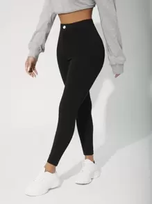 SHEIN PETITE Women's Casual Solid Color Slim Fit Long Pants Fall Cloth For Women