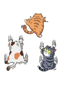 1pc Cartoon Cat Pattern Car Sticker - Multicolor - View 3