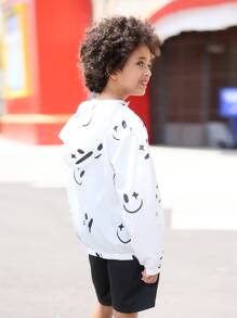 SHEIN Boys Cartoon Graphic Hooded Jacket - White - View 2