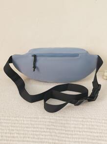 Hombres Cangurera de color combinado con diseño de parche de letra - Neblina azul - Ver 4