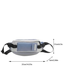 Hombres Cangurera de color combinado con diseño de parche de letra - Neblina azul - Ver 5