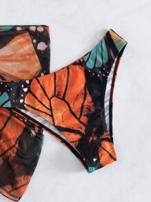 Bộ bikini dây tam giác in hình lá mùa hè với váy đi biển - Nhiều màu - Xem 4