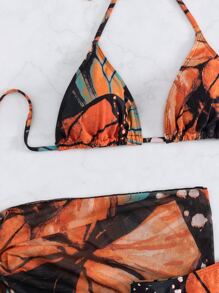 Bộ bikini dây tam giác in hình lá mùa hè với váy đi biển - Nhiều màu - Xem 5