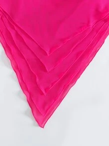 Layered Hem Bandeau Bikini Top - Hot Pink - View 5