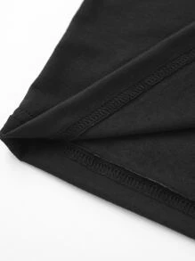 SHEIN LUNE Floral & Letter Graphic Tee - Black - View 5