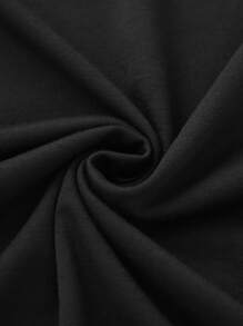 SHEIN LUNE Floral & Letter Graphic Tee - Black - View 6