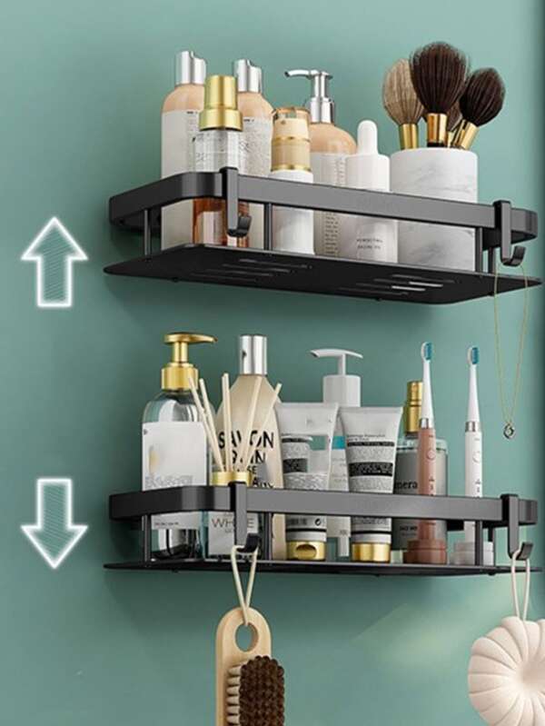 1pc Wall Mounted Punchfree Bathroom Storage Rack,Shower Caddy Shelf