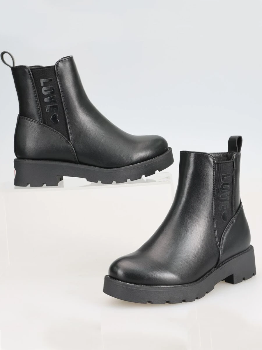 Girls Minimalist Slip On Chelsea Boots - Black - View 1