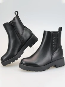 Girls Minimalist Slip On Chelsea Boots - Black - View 2