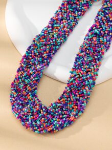 1pc Handmade Chunky Beaded Statement Necklace With Oversized Rice-Shaped Beads, Suitable For Women's Daily Wear - Multicolor - View 2