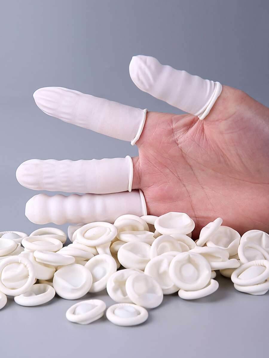 100pcs Disposable Non-slip Finger Cover, Fingertips Protector, Fingertips Glove For Household - Beige - View 1