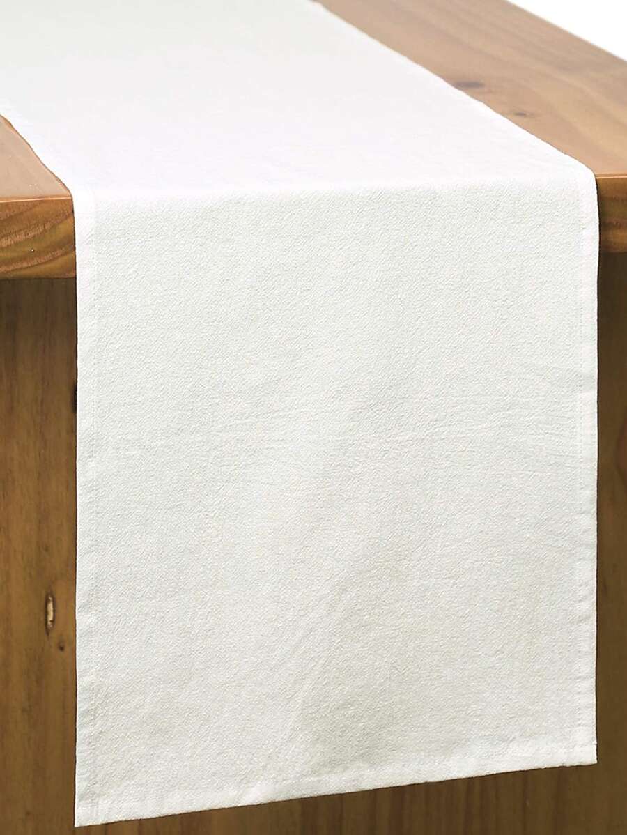 1 件多色水洗皱桌旗，适合日常装饰和节日 - 白色 - 查看 1