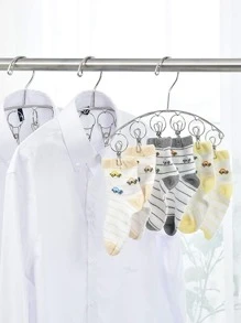 1pc Stainless Steel Hanging Drying Rack With Clothespin - Silver - View 2