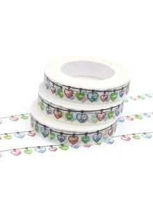 1pc Heart & Letter Graphic Masking Tape - Multicolor - View 2