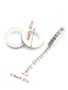 1pc Heart & Letter Graphic Masking Tape - Multicolor - View 3