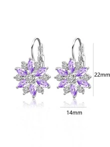 rakol Cubic Zirconia Flower Decor Earrings For Women For Party Banquet Wedding - Multicolor - View 4