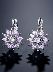 rakol Cubic Zirconia Flower Decor Earrings For Women For Party Banquet Wedding - Multicolor - View 5