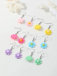 6pairs Flower Drop Earrings - Multicolor - View 2