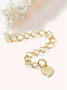 Vòng cổ và vòng tay bạc đính hạt ngọc trai giả - trắng - Xem 6