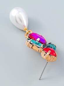 Rhinestone & Faux Pearl Decor Drop Earrings - Multicolor - View 4