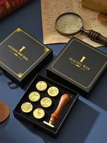 1 bộ Đầu đóng dấu sáp hoa văn hỗn hợp có tay cầm - Nhiều màu - Xem 1