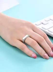 幾何設計戒指 - 銀色 - 查看 1