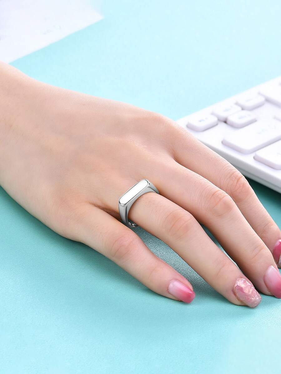 幾何設計戒指 - 銀色 - 查看 1