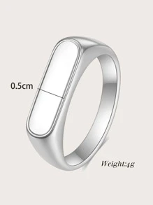 幾何設計戒指 - 銀色 - 查看 3